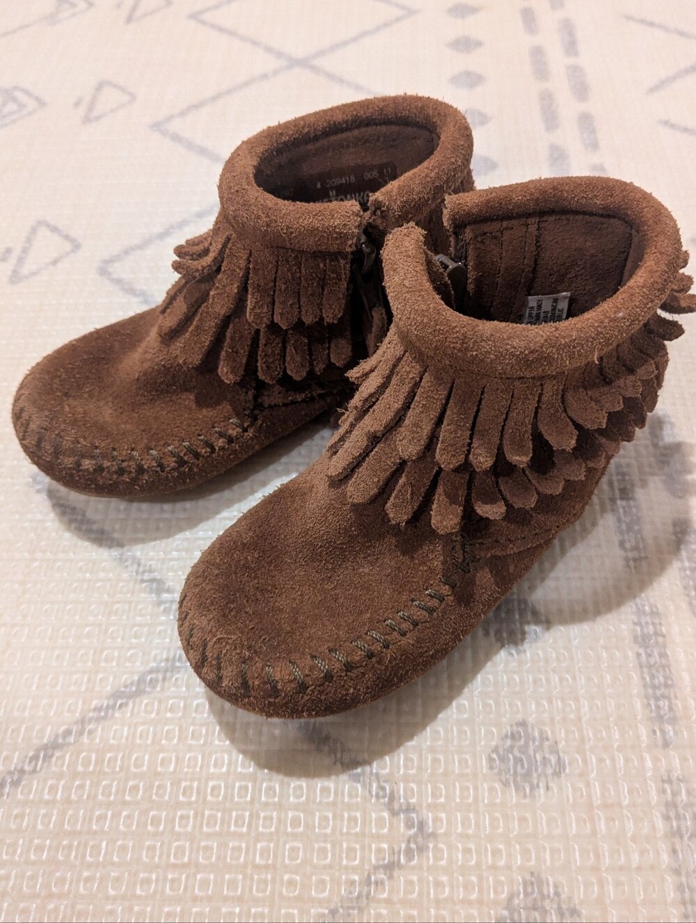 Minnetonka Brown Fringe Moccasins for Baby